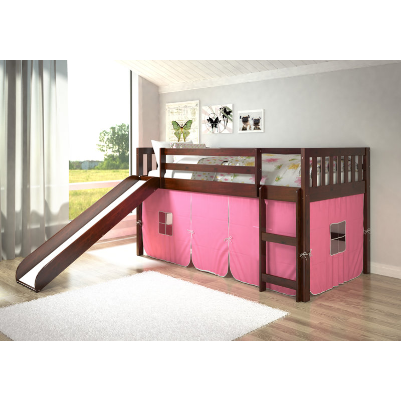 Skakke Twin Solid Wood Platform Loft Bed by Harriet Bee, Pink