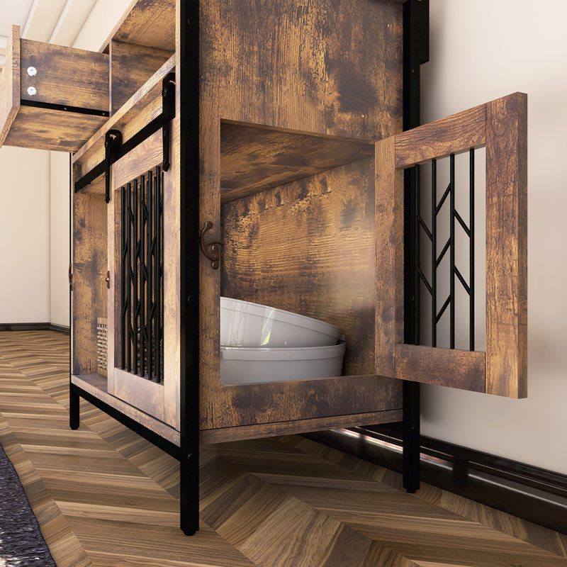 Rustic Brown Sideboard With Open Shelf