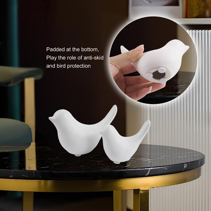 Small White Birds Statues Home Decor Modern Style Decorative Ornaments for Living Room Decor, Bedroom, Office Desktop, Cabinets (2Pcs White Birds)