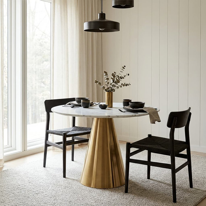 Marble Top Metal Base Dining Table
