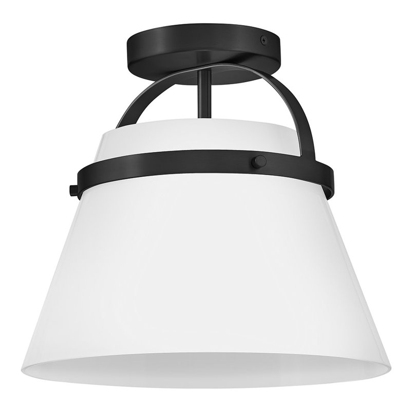 Merian Medium Semi-Flush Mount Modern Ceiling Light, Black