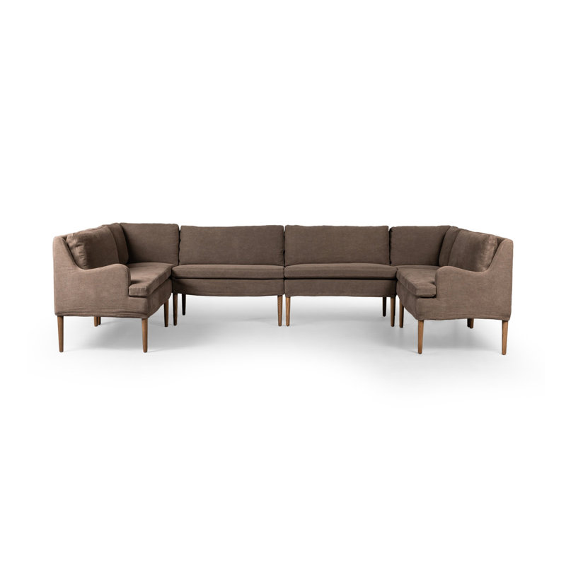 Aurelia 6-Piece Sectional, Broadway Coffee Linen, 34.5" H x 131" W x 75" D