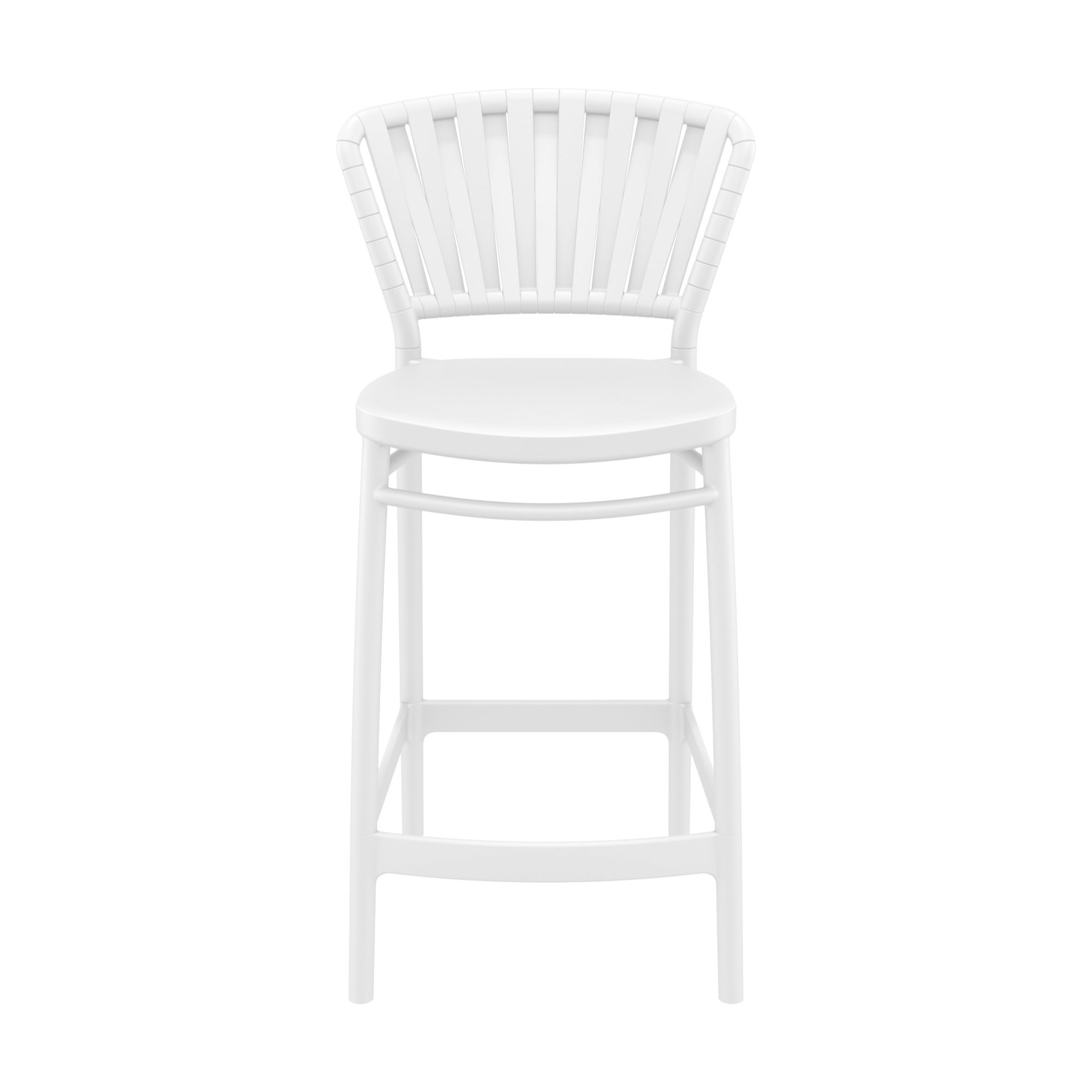 Newport Outdoor Barstool, White, 25.6"