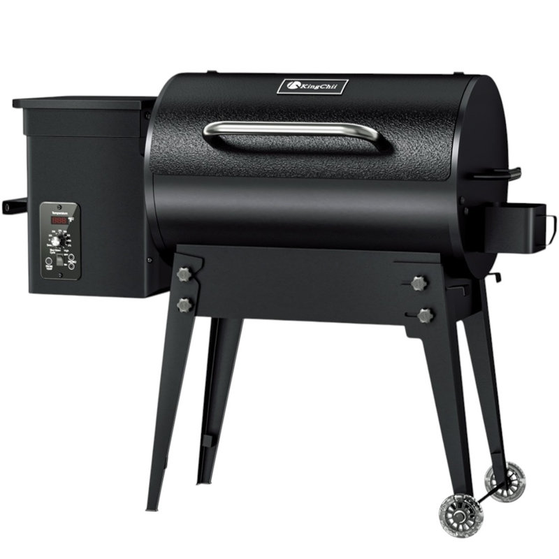 Barbecue à granules de bois et fumoir de 456 po² avec contrôle automatique de la température PID, pieds pliants pour patio ou véhicule récréatif en noir