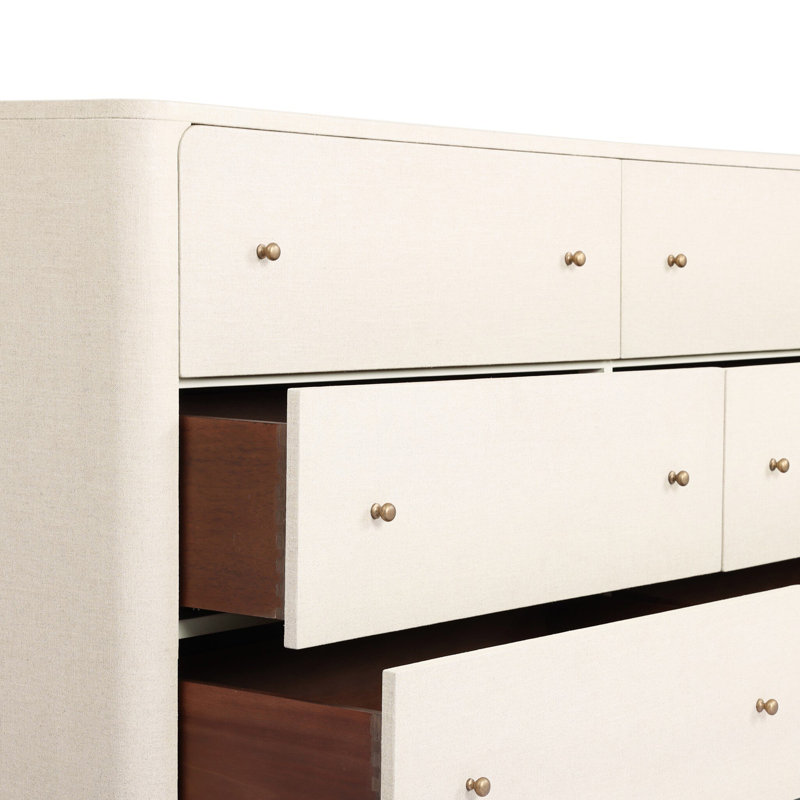 Paula 6 - Drawer Dresser, Beige Painted Linen