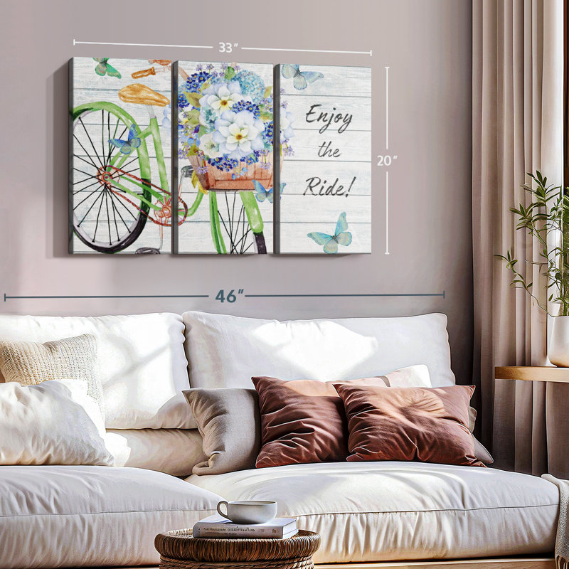 «Bicycle Inspirations III», 3 pièces sur toile, H 20 po x l 33 po x P 1,25 po
