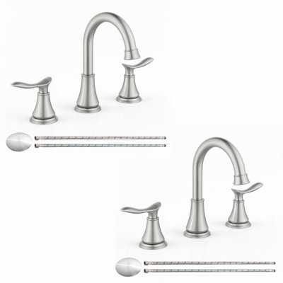 High-Arc Widespread Bathroom Faucet with Drain Assembly(Set of 2)