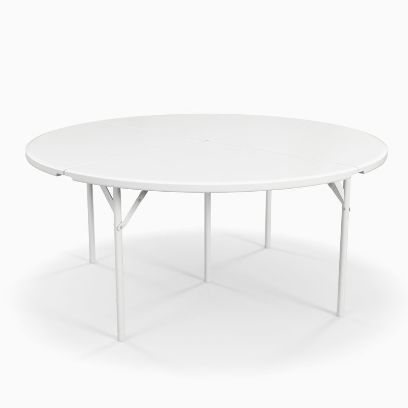 66" White Steel and Plastic Round Folding Table