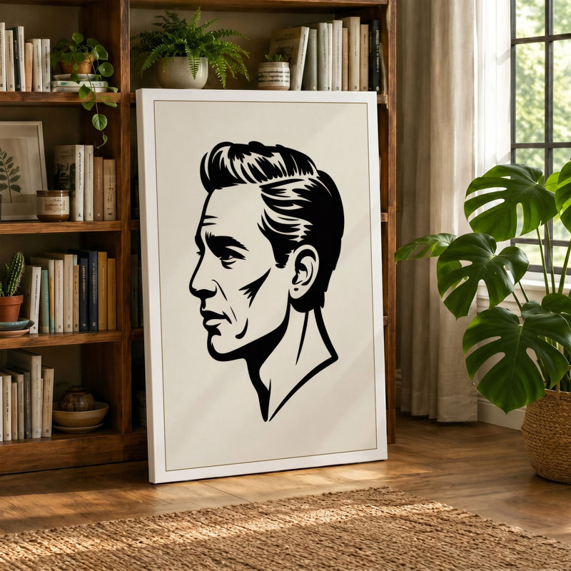 Contemplative Profile Modern - Wrapped Canvas, 18x12 - 45.7 x 30.5 cm, Cream Border