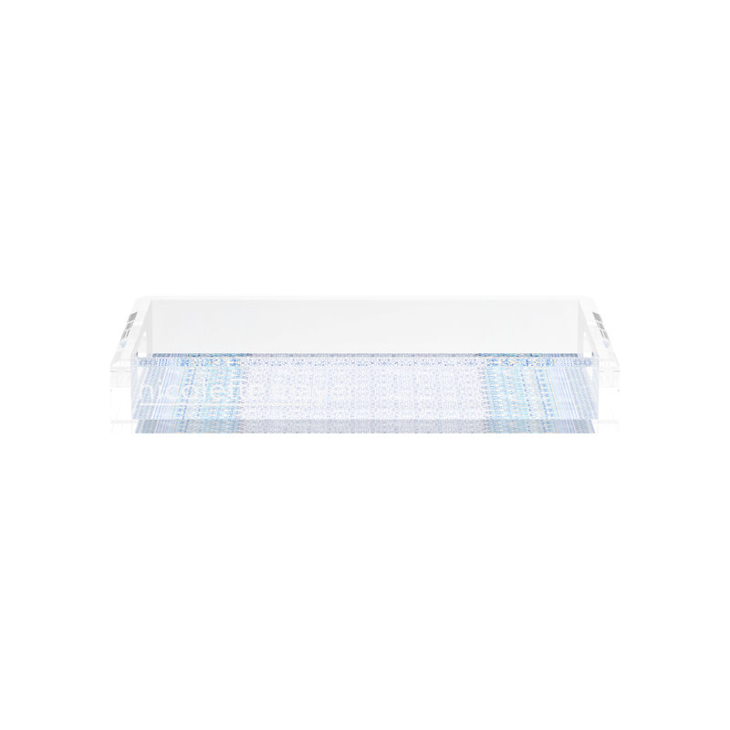 Iznik Acrylic Rectangle Decorative Tray, 12.5"W x 7.75"D x 2"H, Blue