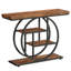Console industrielle rustique brun avec cadre en métal et tablettes de rangement