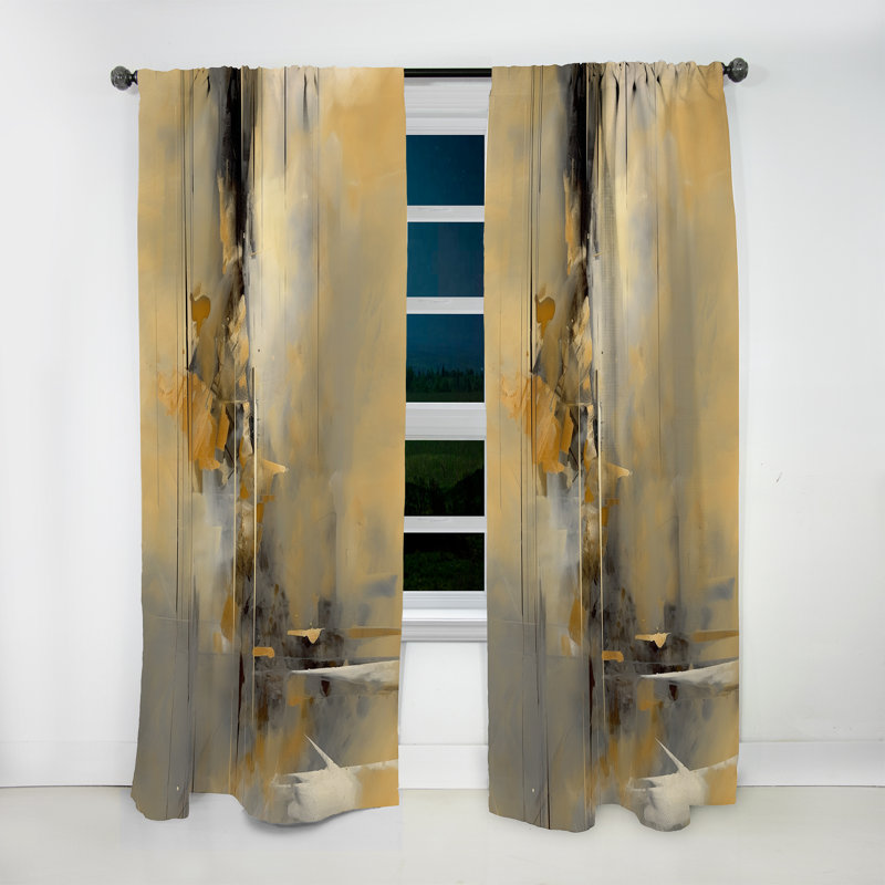 Cornalin - jaune et gris au-delà de la toile IV - Rideau moderne - Velours obscurcissant - 1 panneau, L 52 po x L 120 po