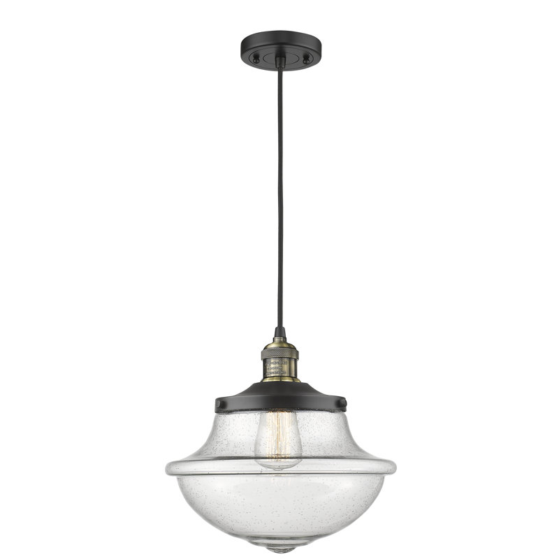 Luminaire suspendu simple à 1 lumière Blown, Laiton antique, Grainé