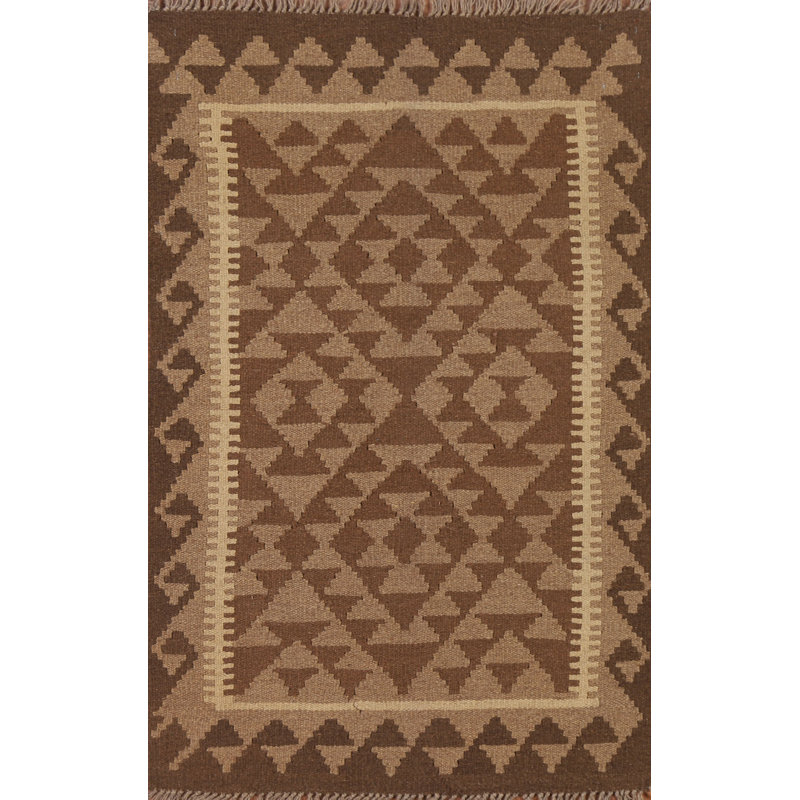 Geometric Kilim Reversible Wool Rug 3x4