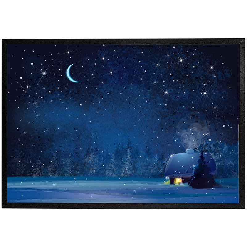 Gouglersville Night Winter Landscape - Single Picture Frame Print, Black, 41cm H x 61cm W x 4cm D