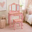  Teamson Kids Vanity Table and Chair Set with Mirror, Girls Wooden Dressing Table with Storage Drawer-35306717