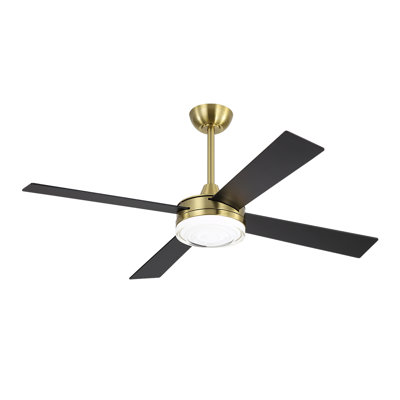 52 In. 4 Blade Indoor Led Ceiling Fan With Glass Shade