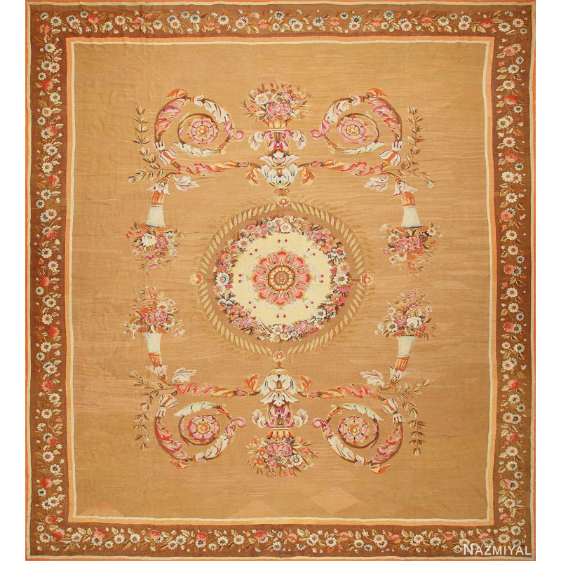 Grand tapis antique français Aubusson