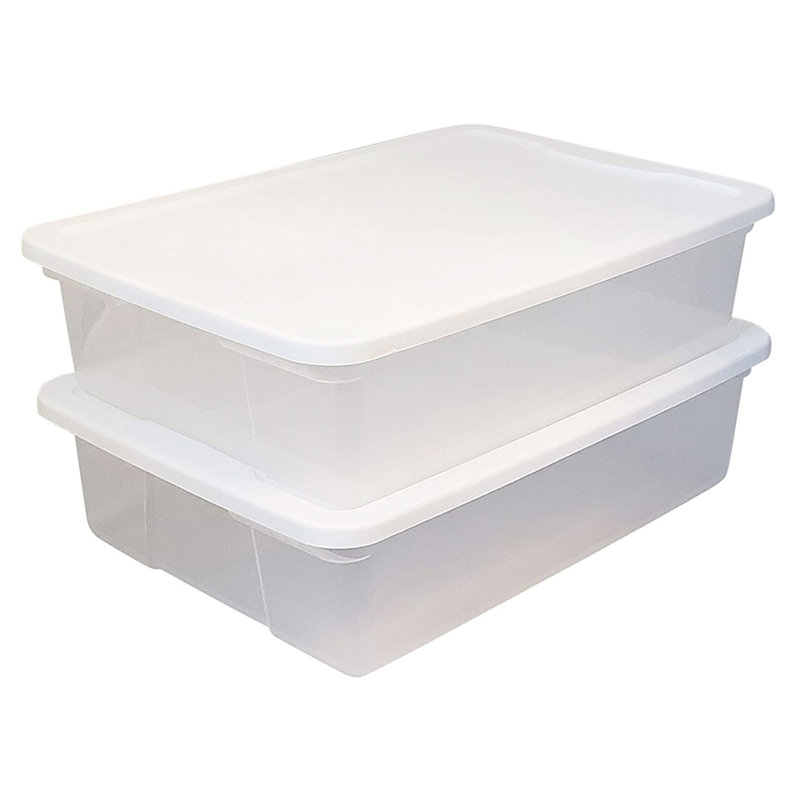 Homz Stackable Plastic Storage Container, White, 28 qt