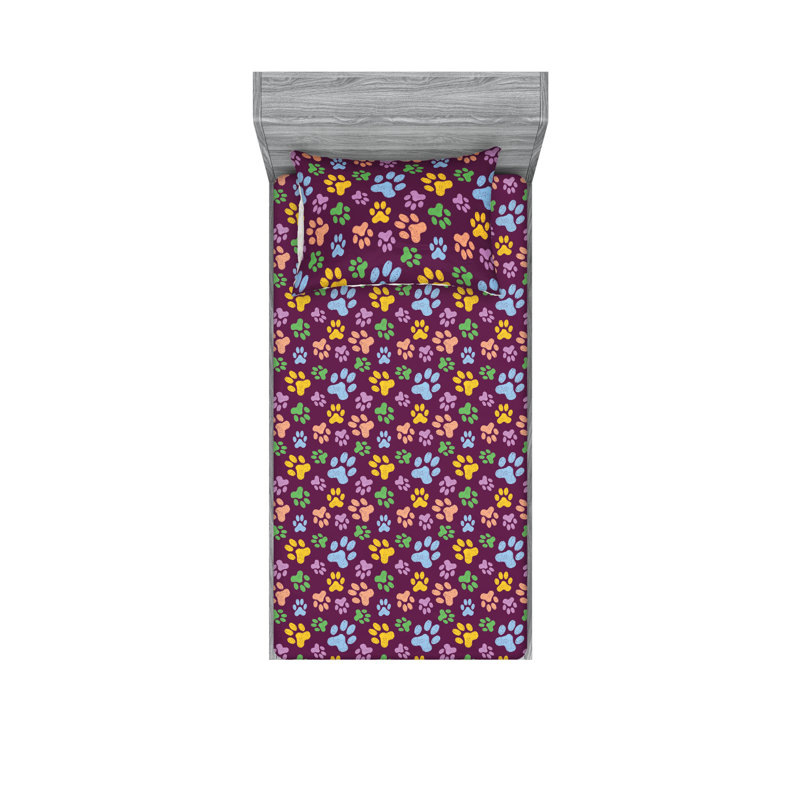 Multicolore Ambesonne, Ensemble de draps pour lit simple avec 1 taie d'or