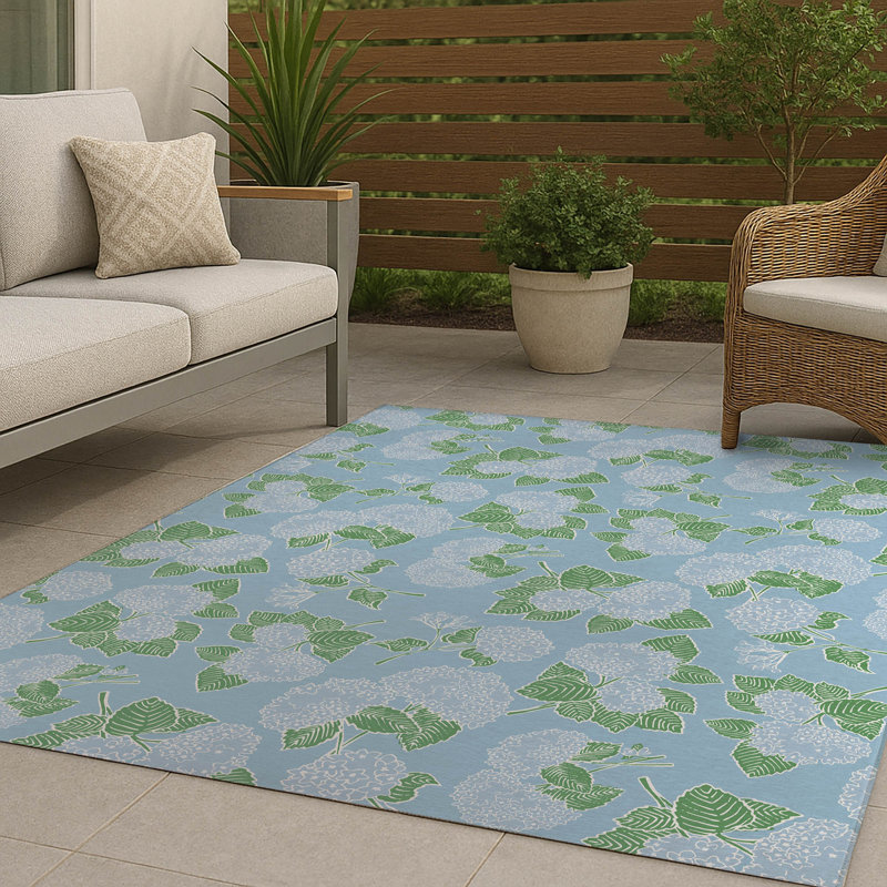 Hydrangea Non Slip Outdoor Rug, Rectangle 2' x 3'
