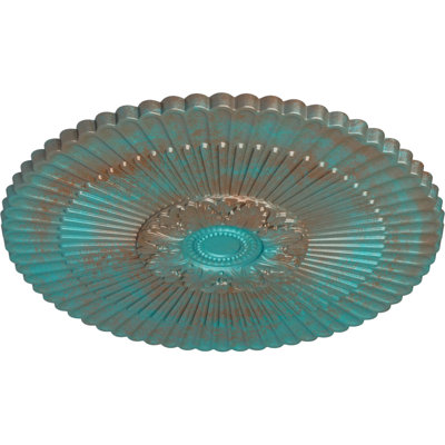 Médaillon de plafond Endurathane Nexus, DO de 41 po x P 1 5/8 po, convient aux auvents de 7 1/4 po ou moins, peint à la main patine verte cuivrée