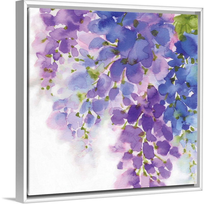 «Wisteria I» par Eva Watts - reproduction d'art sur toile, H 22 po x l 22 po x P 1,75 po, Toile encadrée flottée blanche