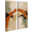 Ensemble de 2 impressions d'art mural encadrées sur toile, motif orange et vert sauge abstrait abstrait, 81 x 30 x 5 cm-134804216-134804215