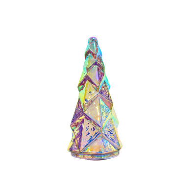 Colorful Glass Christmas Tree Light – Tabletop Holiday Décor For Indoor Display, Battery Powered