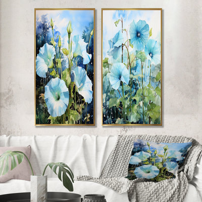«Blue Morning Glory», ensemble d'art mural sur toile Dewy Blooms I - Morning Glory