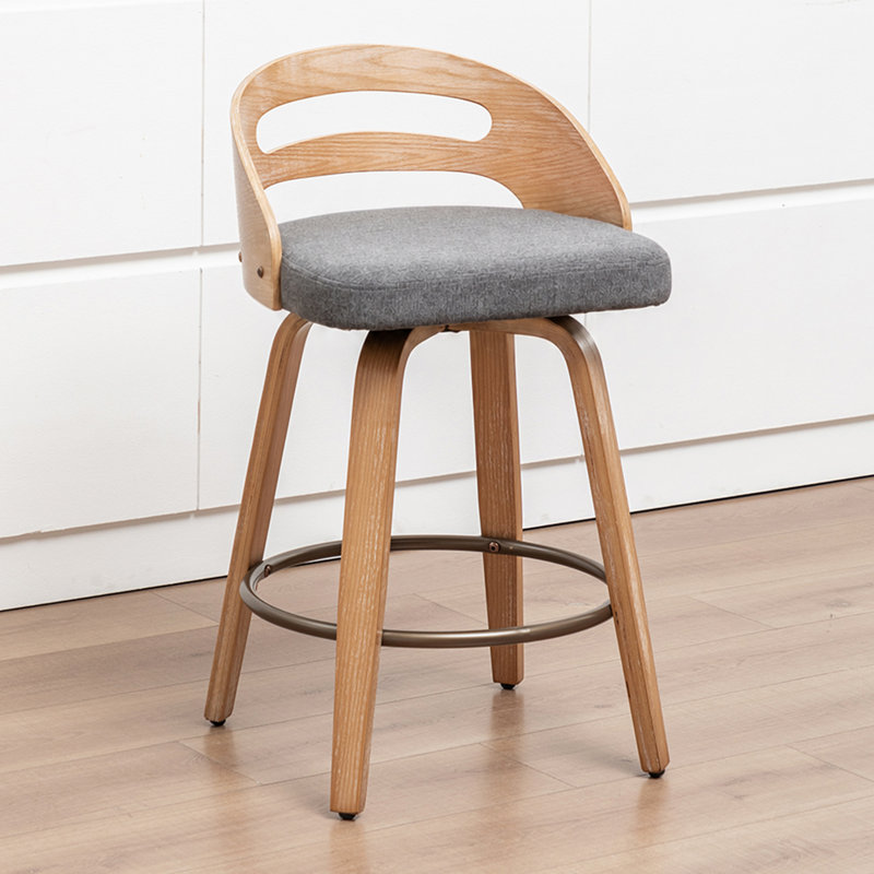 Tabourets de bar et de comptoir pivotants en lin rembourrés, Gris, Tabouret de comptoir (siège d'une hauteur de 25,1