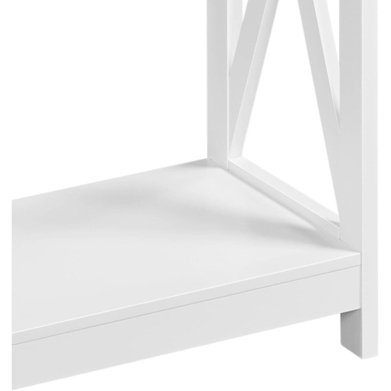 Table d'entrée avec station de charge et tablettes de rangement - blanc