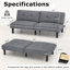 Canapé-lit convertible à futon pliant avec dossier réglable à 6 positions