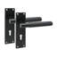 Golden Grace Victorian T-Bar Linear Design Lock Door Handle Set Matt Black Finish with 2.5" 3 Lever Lock - 150 x 40mm