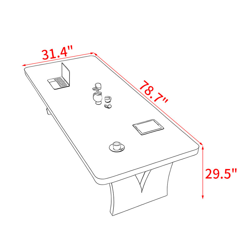 Modern simple solid wood dining table, 29.5"H x 78.7"L x 31.4"W