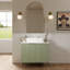 Meuble-lavabo 30 po avec comptoir en pierre frittée blanc Carrara et lavabo en céramique, armoire de rangement avec 2 portes rayées à fermeture en douceur-1365992850