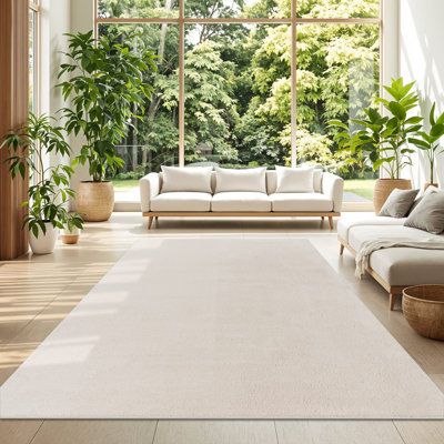 Soft Area Rug Cozy Low-Pile Rug Anti-Slip Solid Color Washable