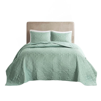 3 Piece Reversible Bedspread Set Seafoam