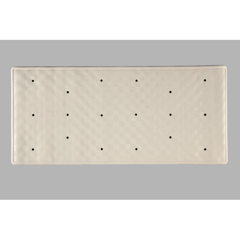Rubber Non-Slip Bath Rug, Cream, 37cm W x 74cm L