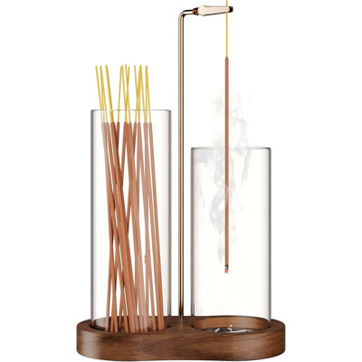 2 in 1 Incense Holder for Sticks with Glass Ash Catcher, Anti-Ash Flying Upside Down Insence Stick Burner, Modern Vertical Inscents-Sticks Holder for Yoga Spa Meditation Home Decor