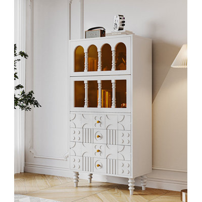 Solid Ash Wood Tall Bookcase with Storage Drawers