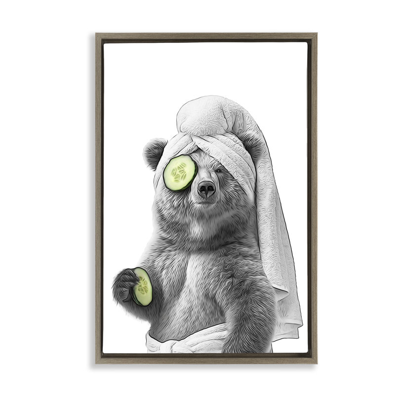 «Fun Bear Face Mask» par Annalisa Latella, Cadre flottant orme Montalcino, H 25 po x l 17 po