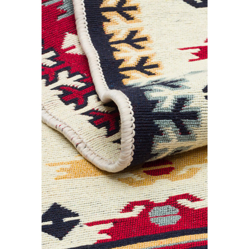 Premium Red Flatweave Carpet, 4.0 x 5.9 Feet | 100% Cotton, No Pile, 2.4 lbs/sq ft | Machine Washable at 86°F, Easy to Clean with Vacuum & Spot Remover | Perfect for Living Room & Bedroom Décor