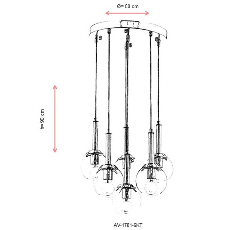 Lustre en grappe à 5 lumières