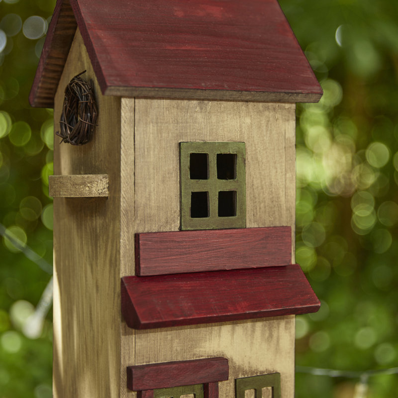 Maison d'oiseaux d'extérieur en bois massif vieilli 14,25 "Deveshi