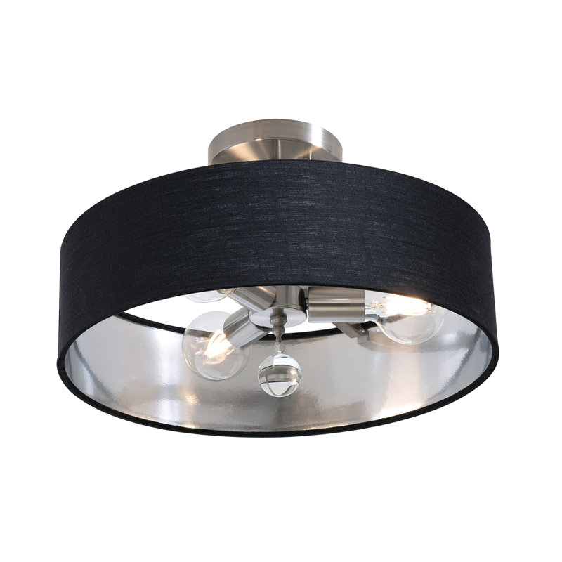 Luminaire suspendu Woodvale - 18 po, Nickel satiné, Noir / argent