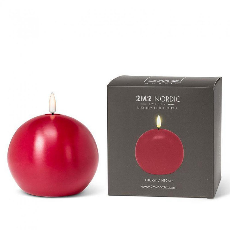 Bougie à DEL, 4" Sphere, Rouge
