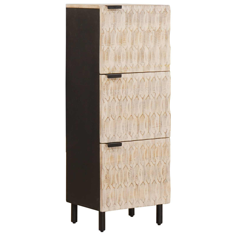 Solid Wood Rectangle Accent Cabinet, Black/White Wash 