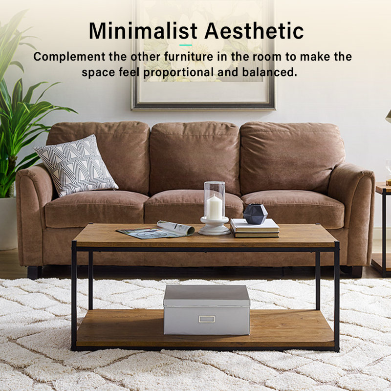 Harless Coffee Table with Storage - Living Room Center Table, Brown/Black