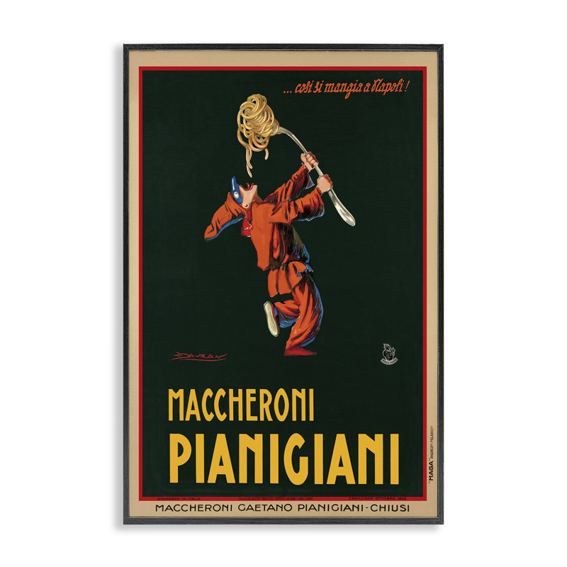  «Maccheroni Vintage Ad», reproduction d'art encadrée par Vintage, H 18 po x l 12 po, Giclée encadrée noir minuit